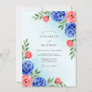 Invitation Mariage royal bleu brillant d'été