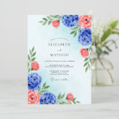Invitation Mariage royal bleu brillant d'été (Debout devant)