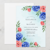 Invitation Mariage royal bleu brillant d'été (Devant / Derrière)