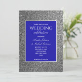 Invitation Mariage Royal Bleu et Argent (Debout devant)