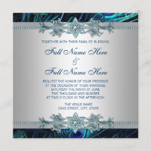 Invitation Mariage Royal Bleu et Argent Royal Indien Paon