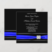 Invitation Mariage Royal Bleu et Noir (Devant / Derrière)
