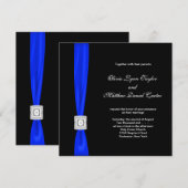 Invitation Mariage Royal Bleu et Noir (Devant / Derrière)