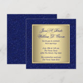Invitation Mariage Royal Bleu et Or (Devant / Derrière)