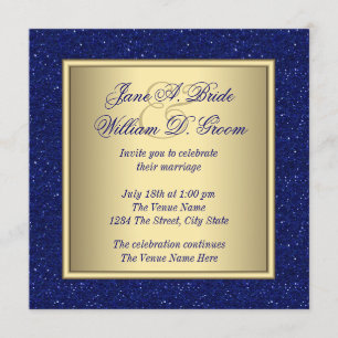 Invitation Mariage Royal Bleu et Or