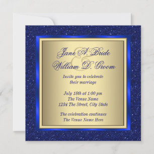 Invitation Mariage Royal Bleu et Or