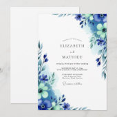 Invitation Mariage royal bleu éthéré d'hiver (Devant / Derrière)