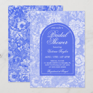 Invitation Mariage Royal Bleu Floral Victorian