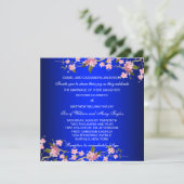 Invitation Mariage Royal Bleu Japonais Fleurs de Cerisier (Debout devant)