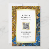 Invitation Mariage Royal Bleu Marbre Code QR Blanc (Dos)