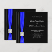 Invitation Mariage Royal Bleu Noir Bleu Nœud (Devant / Derrière)