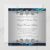 Invitation Mariage Royal Bleu Paon Argenté (Dos)