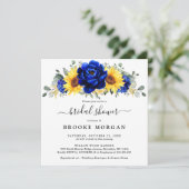 Invitation Mariage Royal Bleu Rustique Tournesol Moderne Show (Debout devant)