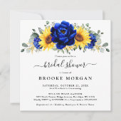 Invitation Mariage Royal Bleu Rustique Tournesol Moderne Show (Devant)