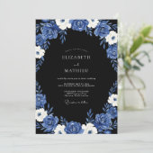 Invitation Mariage Royal Bleu Soirée Dramatique (Debout devant)