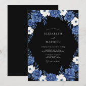 Invitation Mariage Royal Bleu Soirée Dramatique (Devant / Derrière)