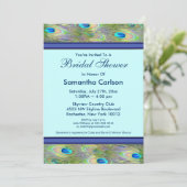Invitation Mariage Royal Bleu Turquoise Paon (Debout devant)