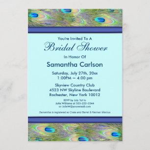 Invitation Mariage Royal Bleu Turquoise Paon