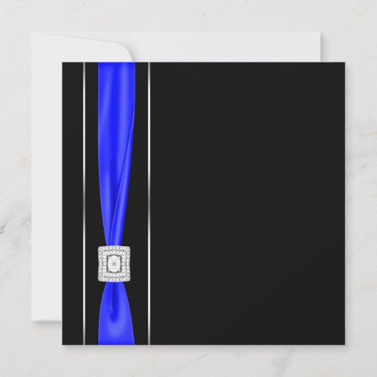 Invitation Mariage Royal Blue Black Blue Bow (Dos)