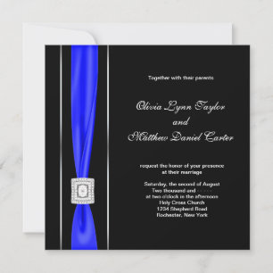 Invitation Mariage Royal Blue Black Blue Bow