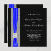 Invitation Mariage Royal Blue Black Blue Bow (Devant / Derrière)