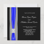 Invitation Mariage Royal Blue Black Blue Bow (Devant)