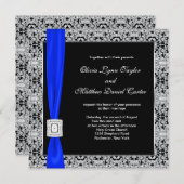 Invitation Mariage Royal Blue Black Lace (Devant / Derrière)