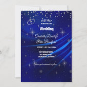 Invitation Mariage Royal Blue Diamonds and Hearts (Devant)