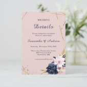 Invitation Mariage Royal Blue et Blush Détails Modèle (Debout devant)
