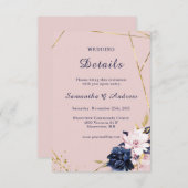 Invitation Mariage Royal Blue et Blush Détails Modèle (Devant / Derrière)