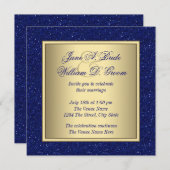 Invitation Mariage Royal Blue et Gold (Devant / Derrière)
