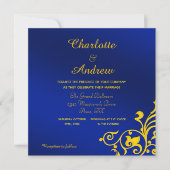 Invitation Mariage Royal Blue et Gold (Devant)
