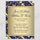 Invitation Mariage Royal Blue et Gold (Devant / Derrière)