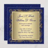 Invitation Mariage Royal Blue et Gold (Devant / Derrière)