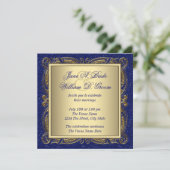 Invitation Mariage Royal Blue et Gold (Debout devant)