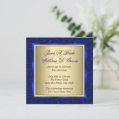 Invitation Mariage Royal Blue et Gold (Debout devant)