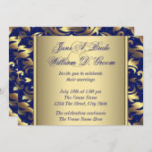 Invitation Mariage Royal Blue et Gold (Devant / Derrière)