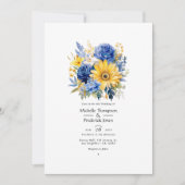 Invitation Mariage Royal Blue et Gold Floral (Devant)