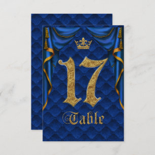 Invitation Mariage Royal Blue Gold Crown Numéro de tableau 17