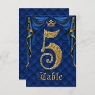 Invitation Mariage Royal Blue Gold Crown Tableau Numéro 5