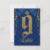 Invitation Mariage Royal Blue Gold Crown Tableau Numéro 9 (Devant)