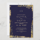Invitation Mariage Royal Blue Gold moderne (Devant)