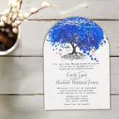 Invitation Mariage Royal Blue Heart Leaf Tree