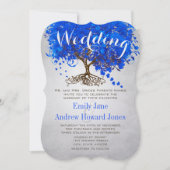 Invitation Mariage Royal Blue Heart Leaf Tree Invite (Devant)