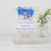 Invitation Mariage Royal Blue Heart Leaf Tree Invite (Debout devant)