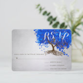 Invitation Mariage Royal Blue Heart Leaf Tree Invite (Debout devant)