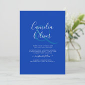 Invitation Mariage Royal Blue Monochrome moderne INVITE (Debout devant)