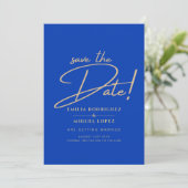 Invitation Mariage Royal Blue Monochrome moderne INVITE (Debout devant)