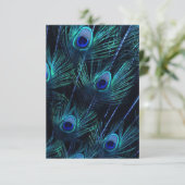 Invitation Mariage Royal Blue Purple Peacock Plumes (Debout devant)