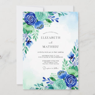 Invitation Mariage Royal Blue Serene Meadow